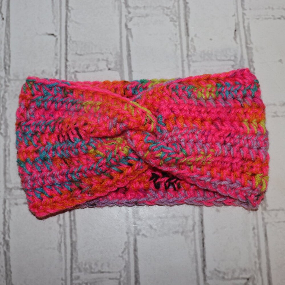 🌸🎀 Colorful & Pink Crochet Headband – Handmade · One Size